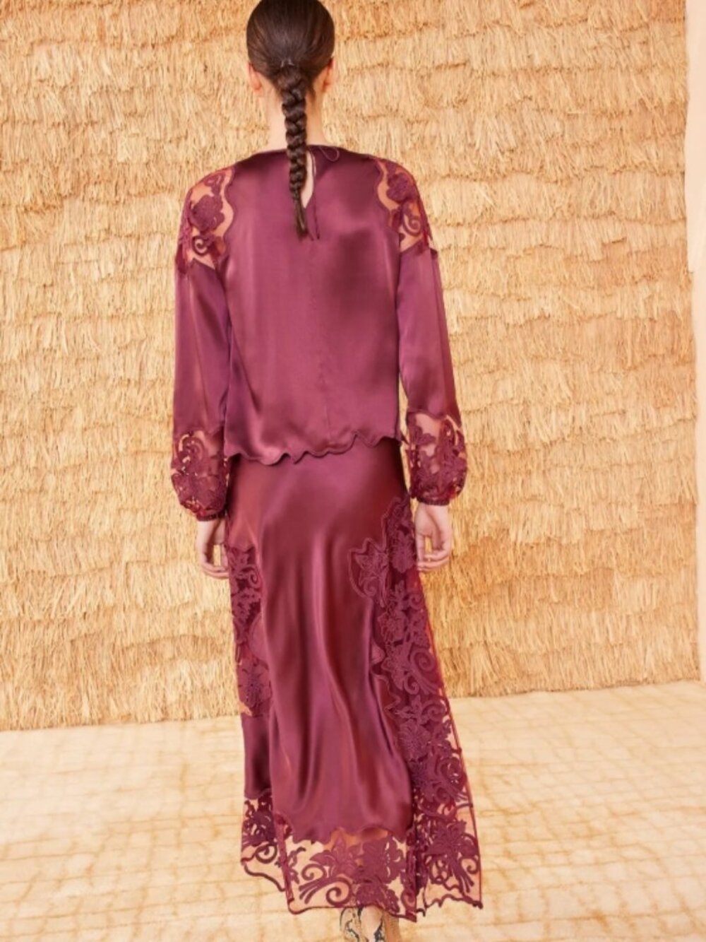 NWOT ULLA JOHNSON Asymmetrical Lace Midi Cressida Skirt in Amethyst XS $690 - Picture 4 of 6